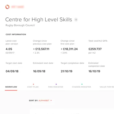 screenshot of Construction cost