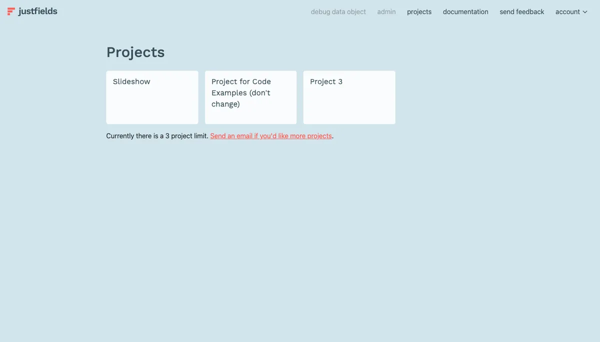 Justfields.com screenshot