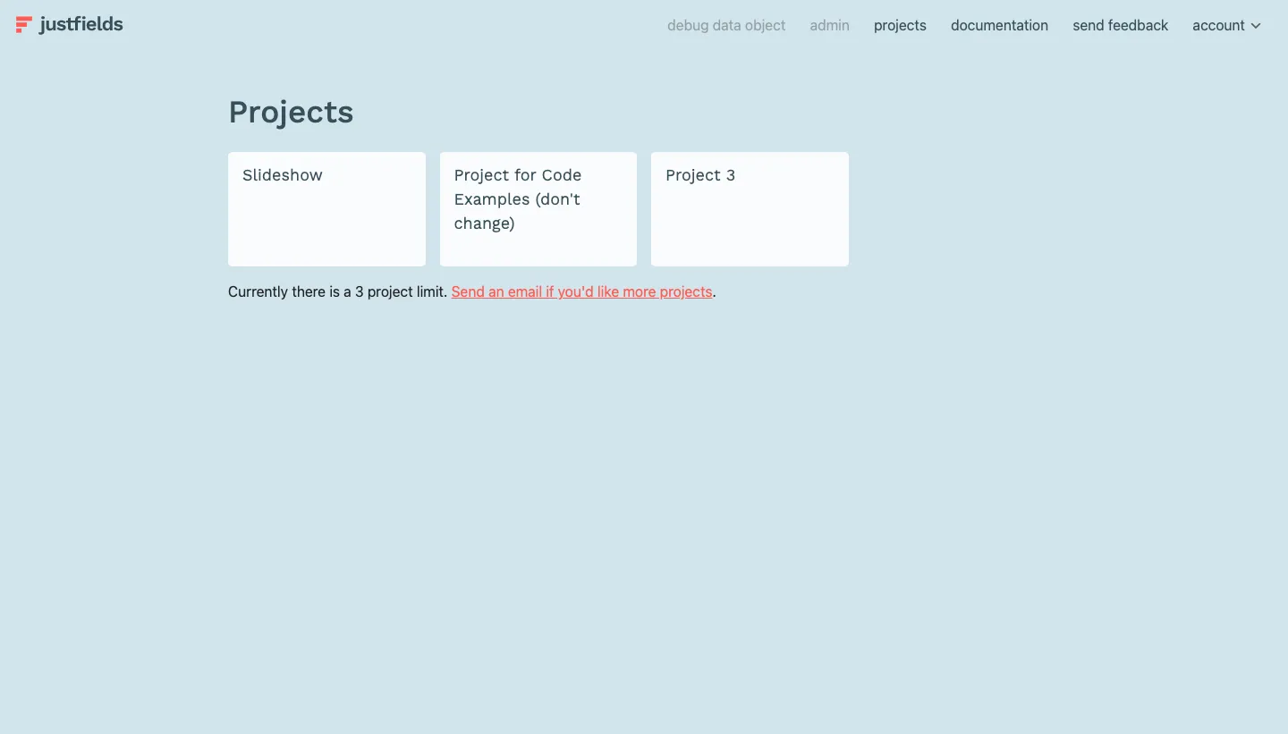 Justfields.com screenshot