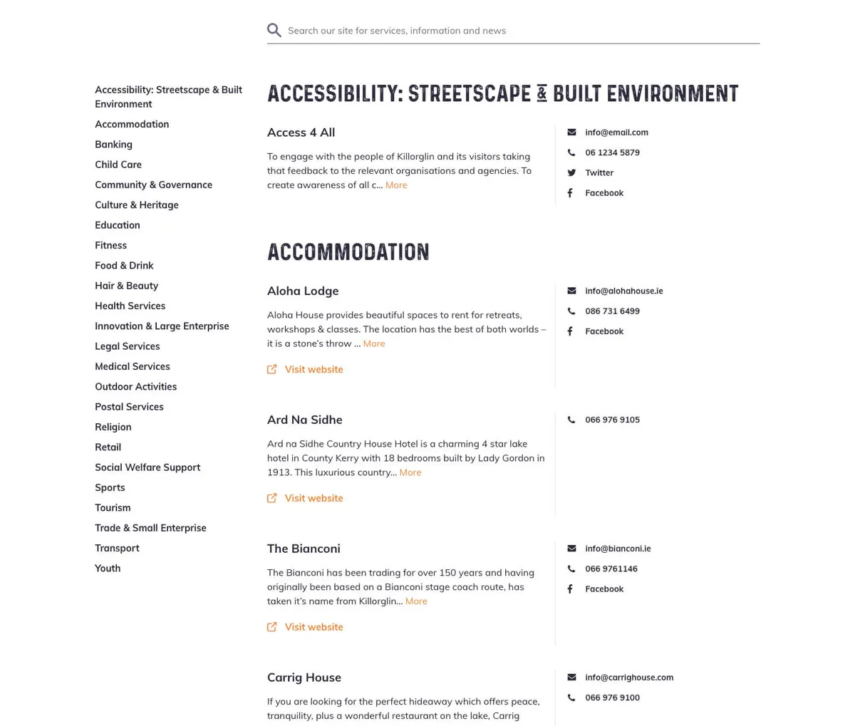 Killorglin website screenshot