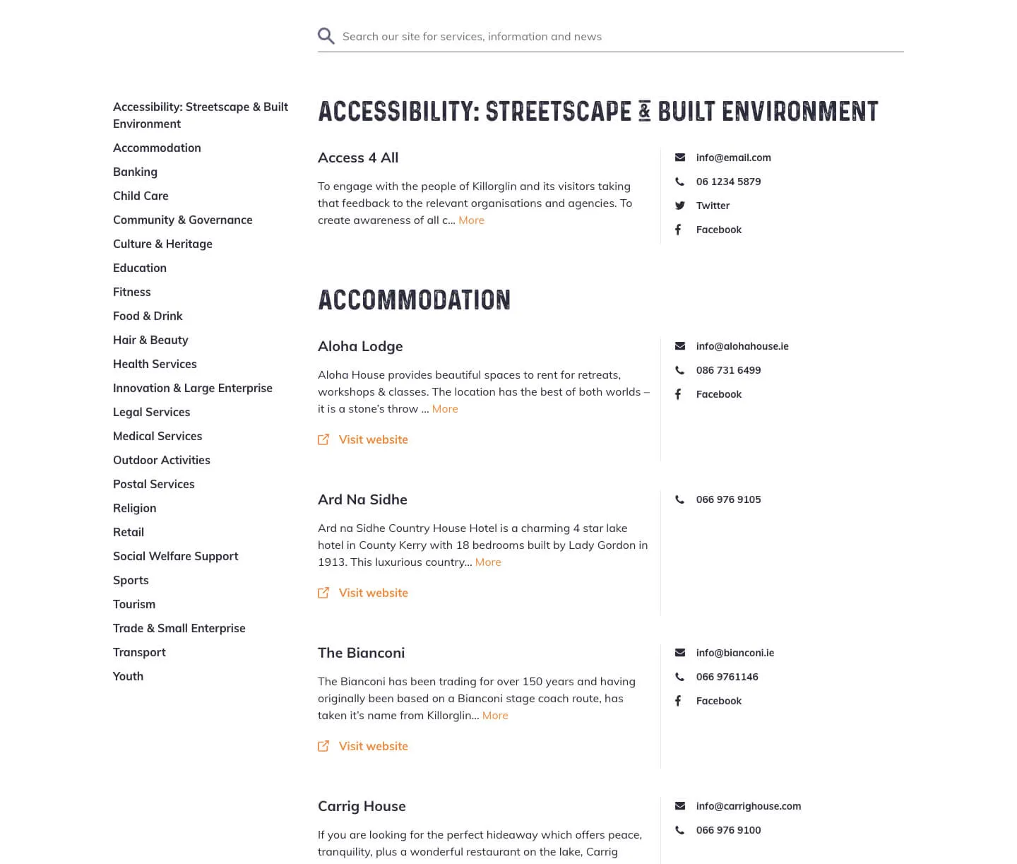 Killorglin website screenshot