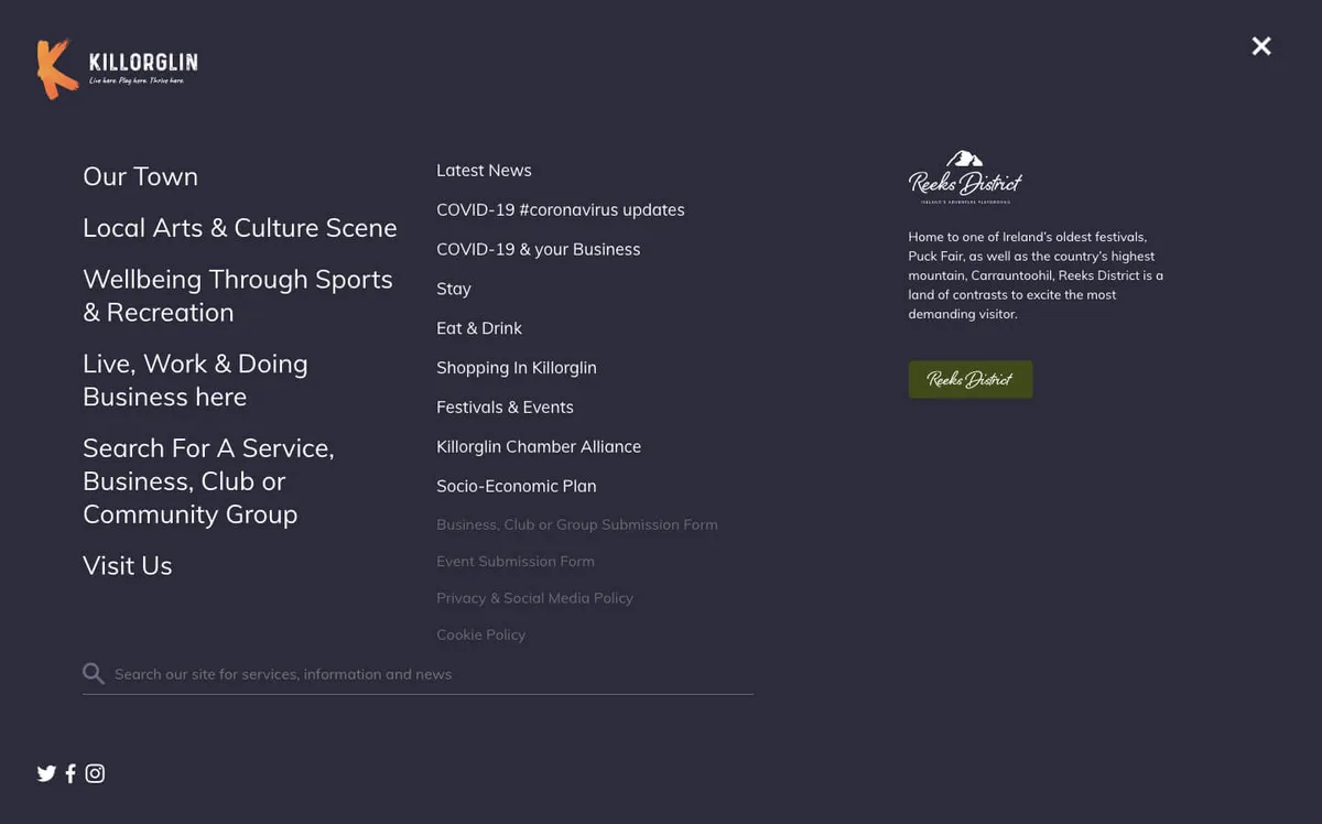 Killorglin website screenshot
